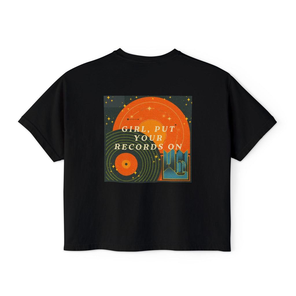 Love Songs Boxy Tee — 'Love songs say what hearts can't' Piano Graphic