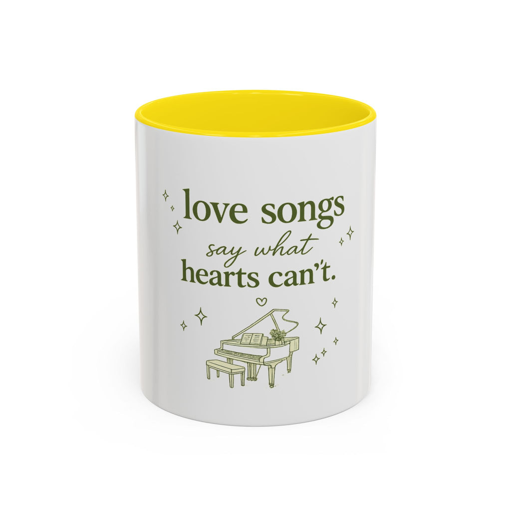 Love Songs Piano Accent Coffee Mug — "Love Songs Say What Hearts Can't"