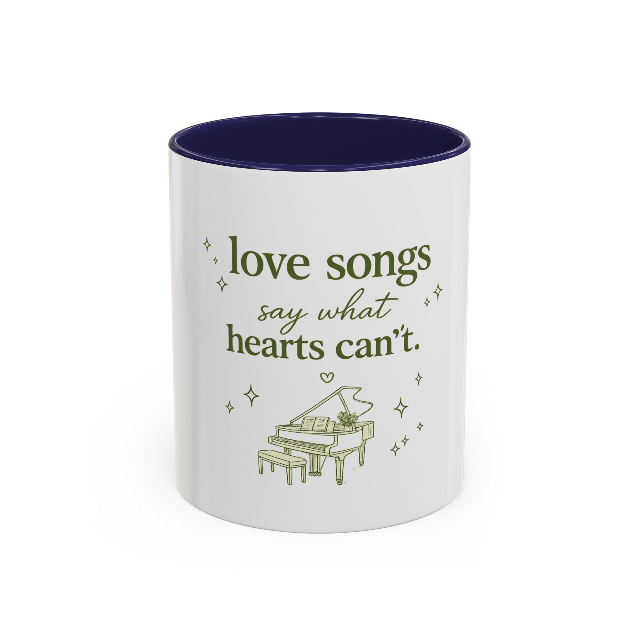 Love Songs Piano Accent Coffee Mug — "Love Songs Say What Hearts Can't"