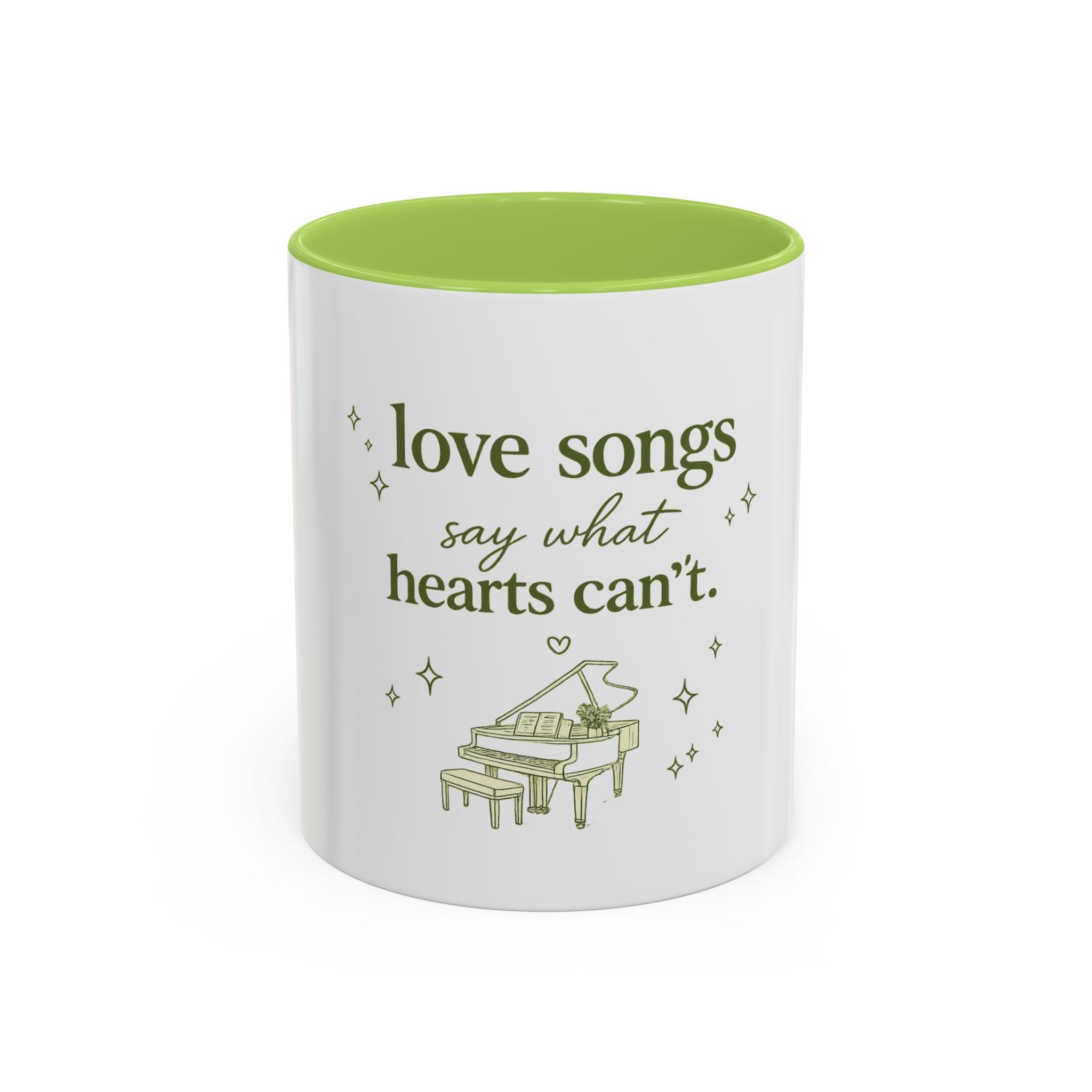 Love Songs Piano Accent Coffee Mug — "Love Songs Say What Hearts Can't"