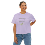 Love Songs Boxy Tee — 'Love songs say what hearts can't' Piano Graphic