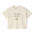 Love Songs Boxy Tee — 'Love songs say what hearts can't' Piano Graphic
