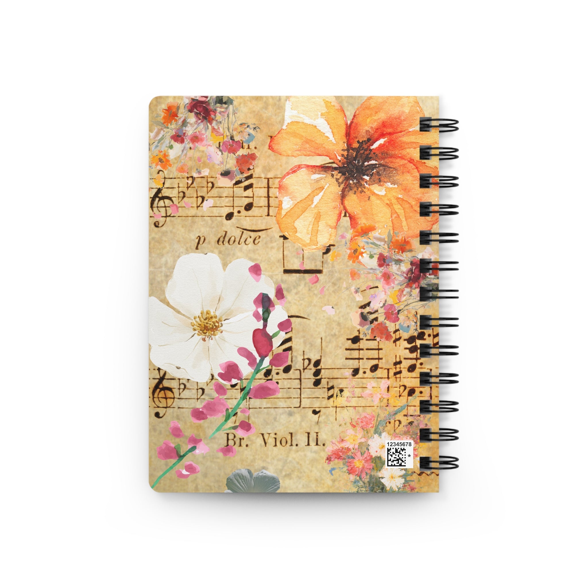 Floral Sheet Music Spiral Notebook — "music is what feelings sound like" Journal